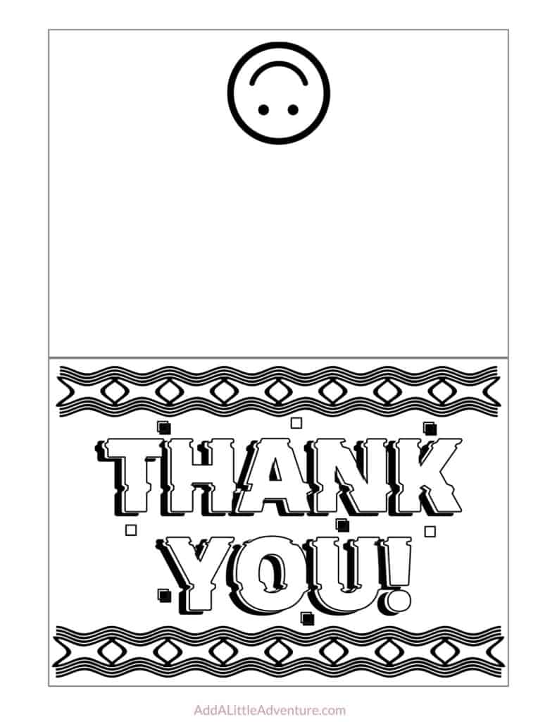 free printable thank you cards to color - add a little adventure